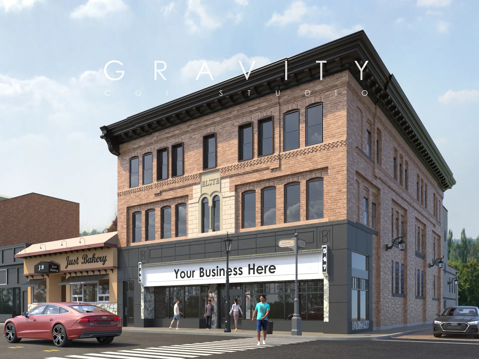 Mixed-use exterior architectural rendering