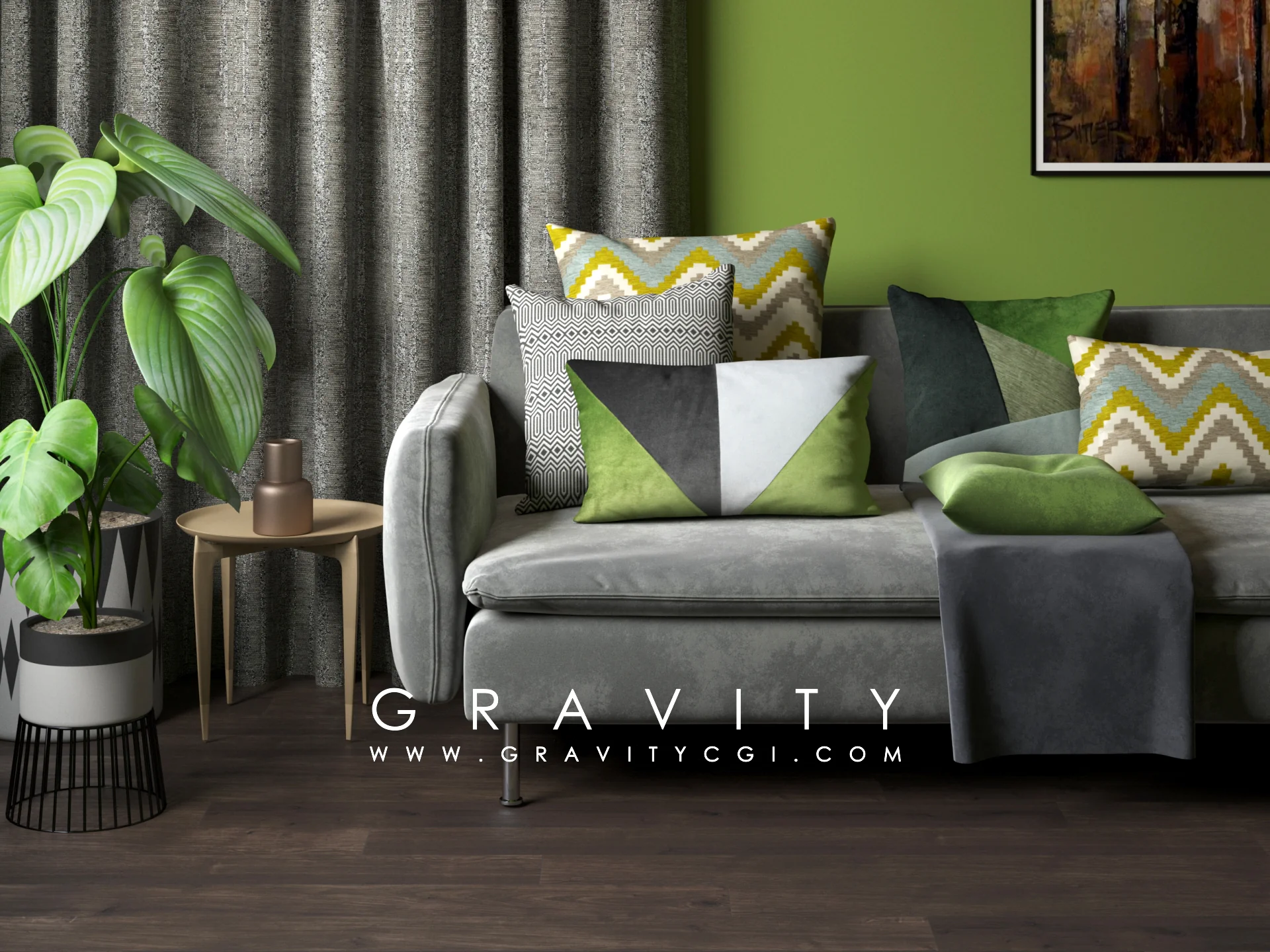 Modern livingroom sofa 3d interior render